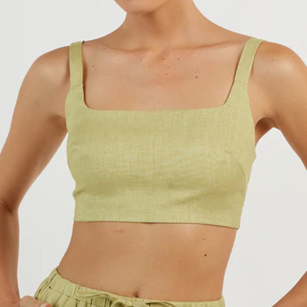 DISSH | Penny Lime Green Linen Crop Top | Size US 2 - BNWT